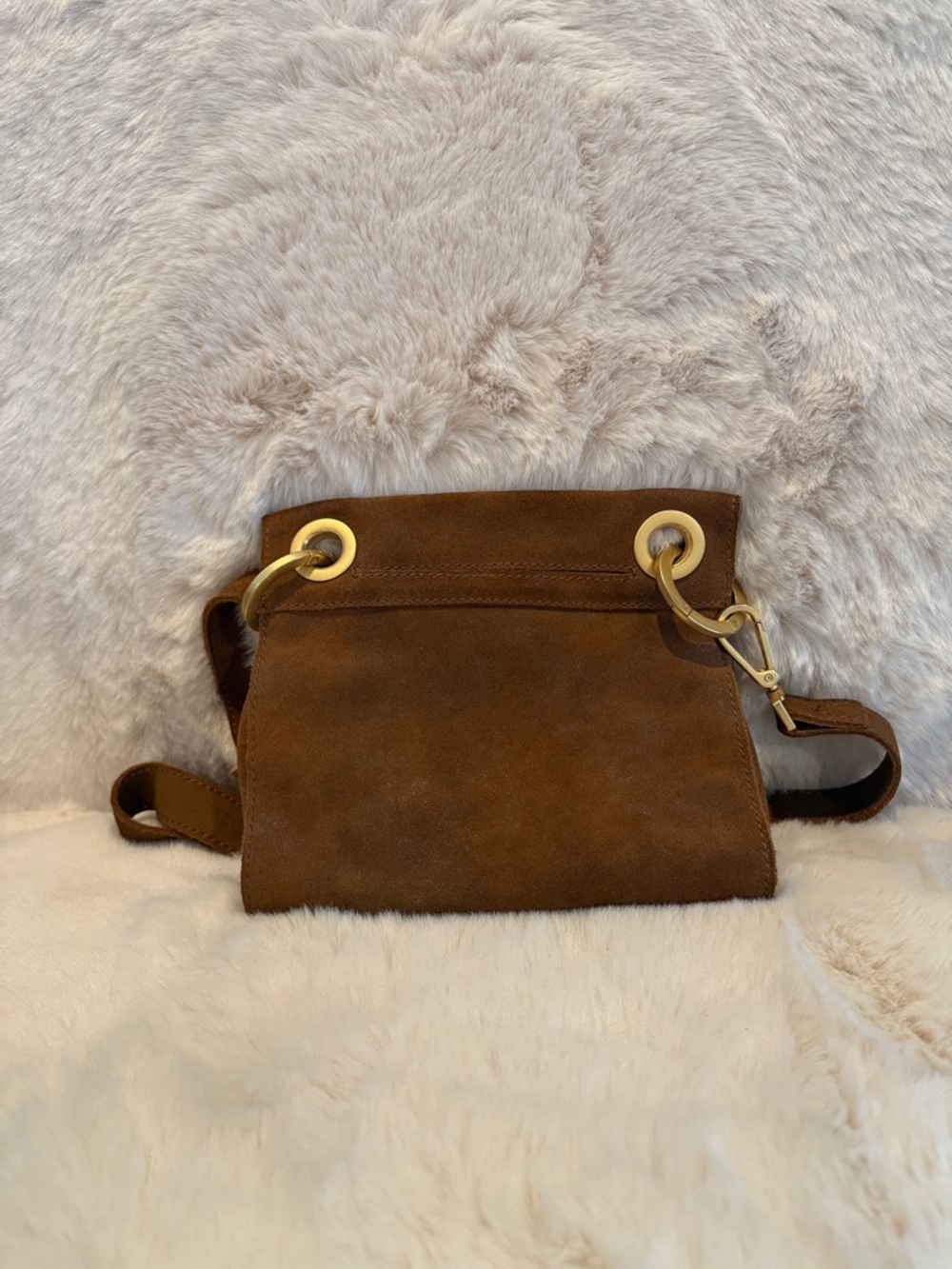 Hammitt Brown Suede Crossbody with Gold Studs and Grommets - Picture 6 of 7